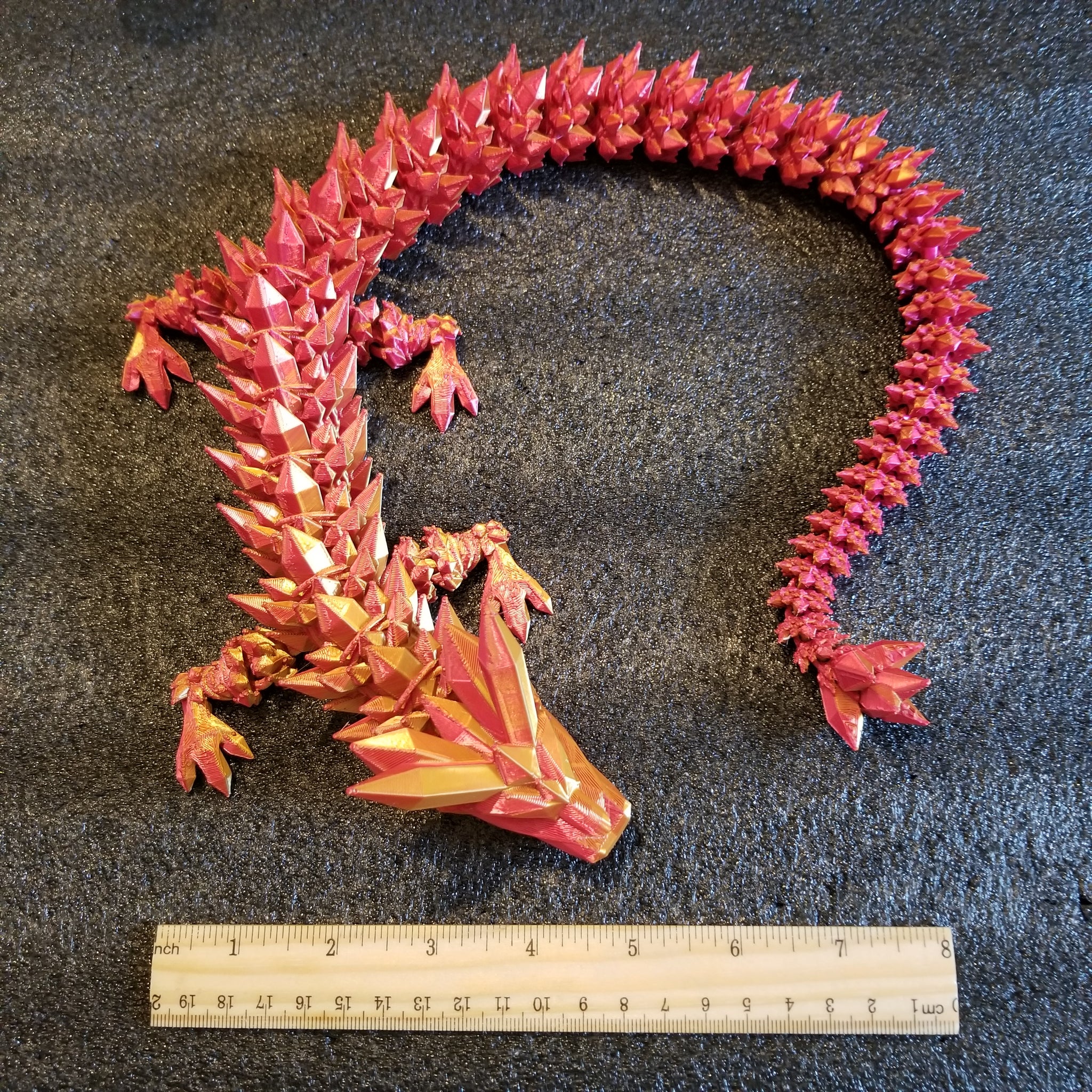 3D Printed Flexi Cinderwing3D Articulated Large Crystal Wing Dragon Rainbow