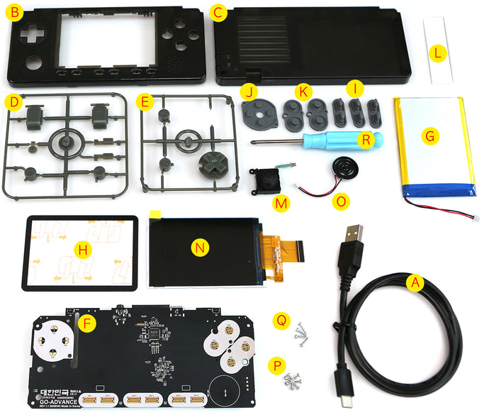 Aura Black Case and buttons kit for ODROID-GO ADVANCE V 2.0   Rev 1.1