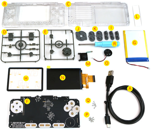 Clear White Case and buttons kit for ODROID-GO ADVANCE V 2.0   Rev 1.1